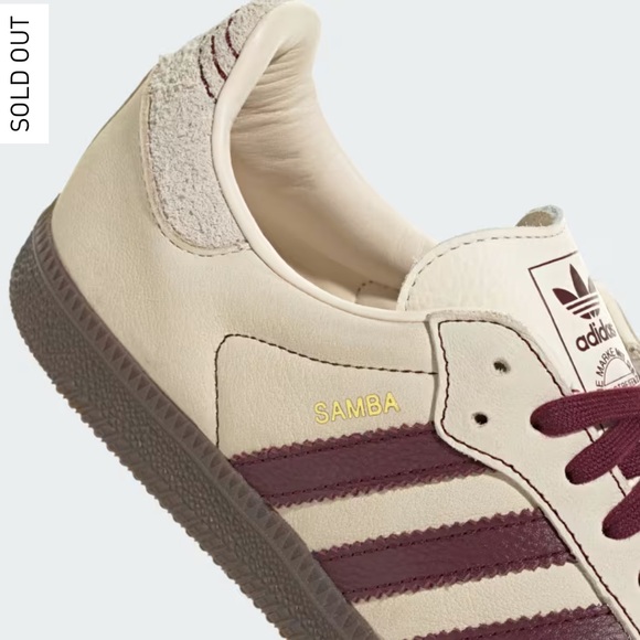 NWT Adidas Samba OG W Cloud White Maroon Size Women's 9 - Picture 7 of 16